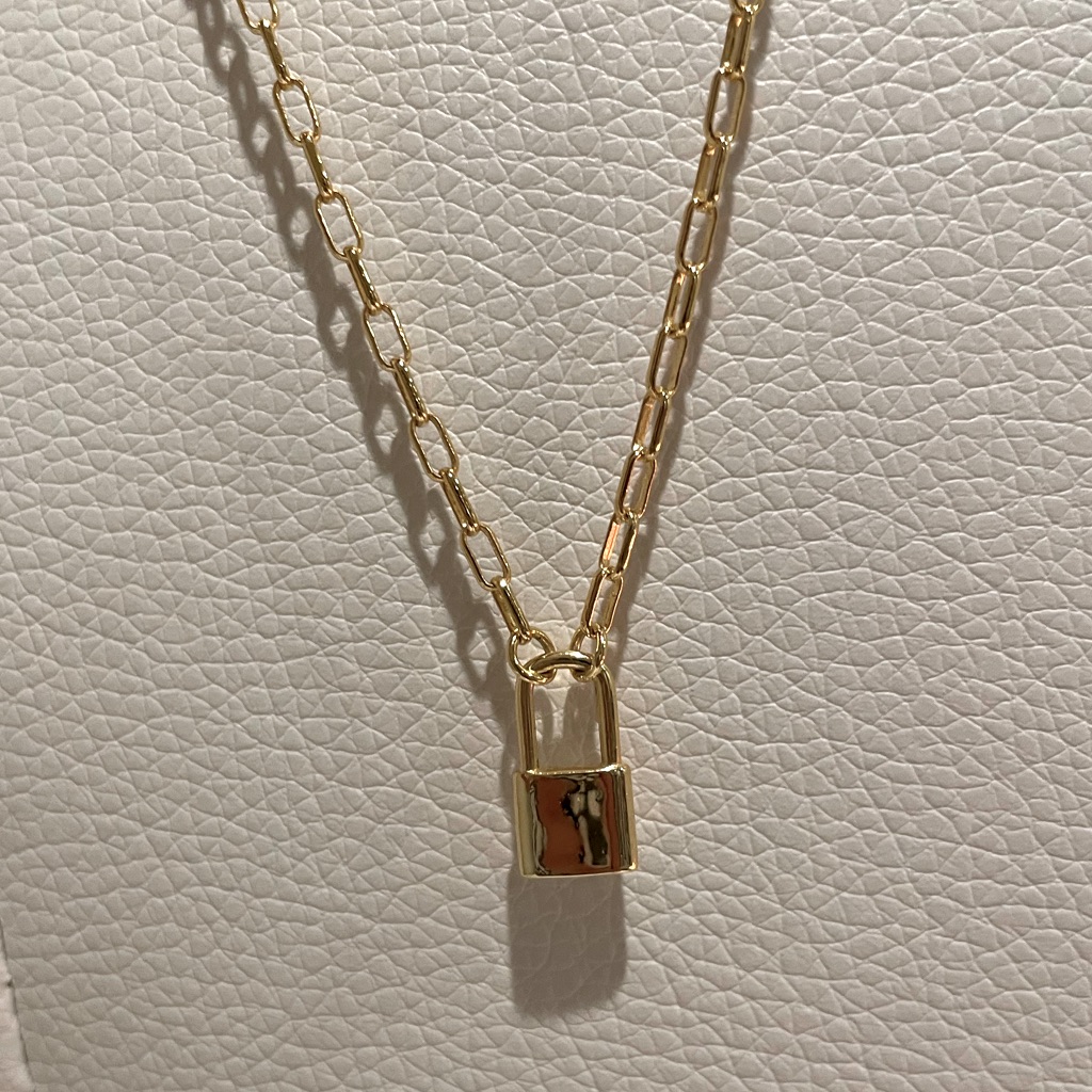 Gold Plated Lock Chain Necklace